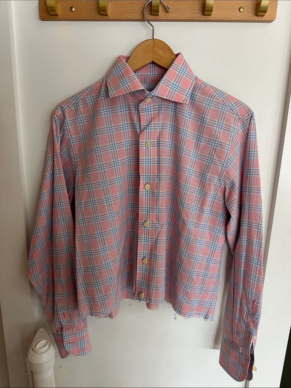 Women's Pink Plaid Button-Down Shirt